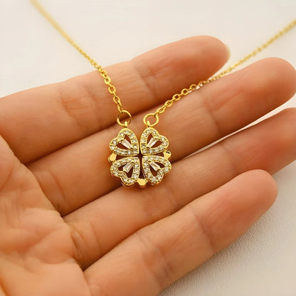 Magnetic 4 Leaf Clover Pendant Necklace
