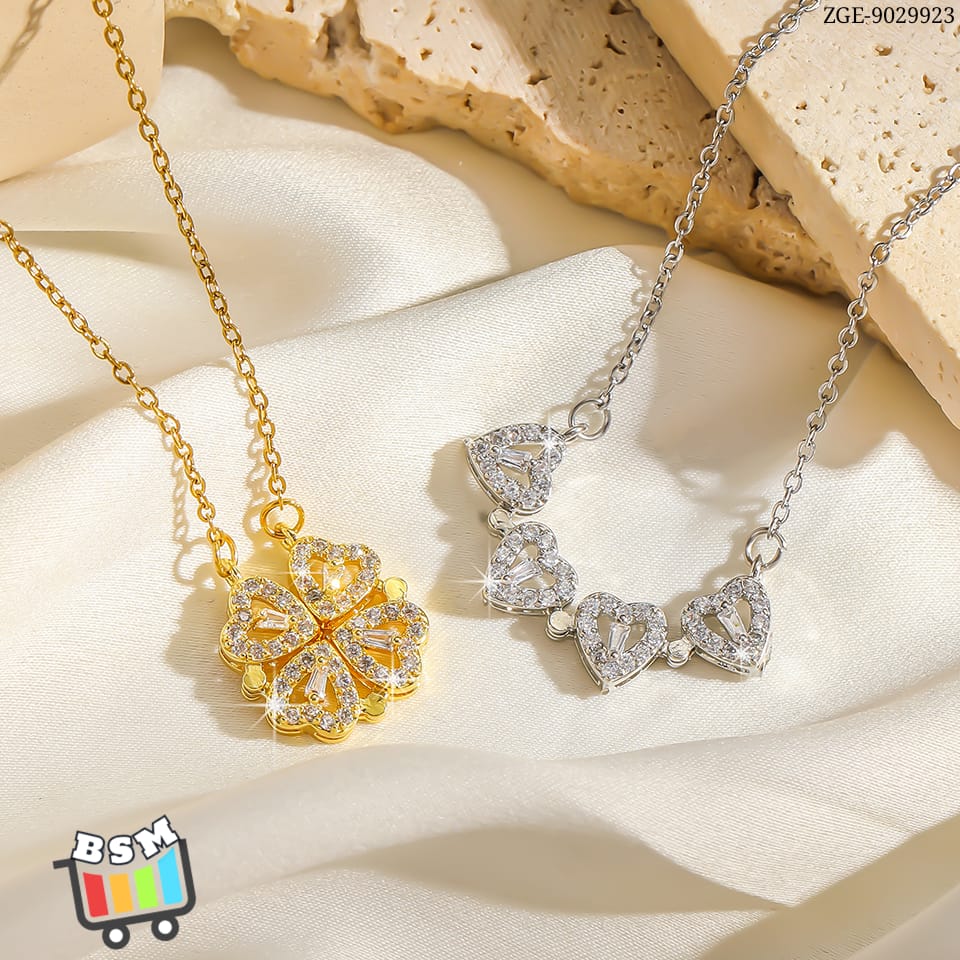 Magnetic 4 Leaf Clover Pendant Necklace