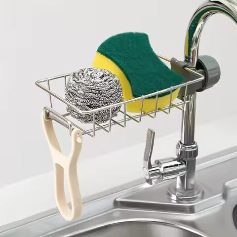 Stainless Steel Adjustable Kitchen Faucet Sponge Holder