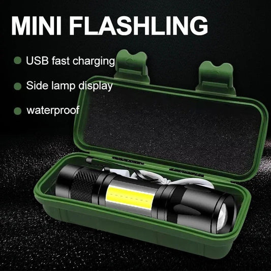 Mini Rechargeable Torch With Side Light &amp; Waterproof