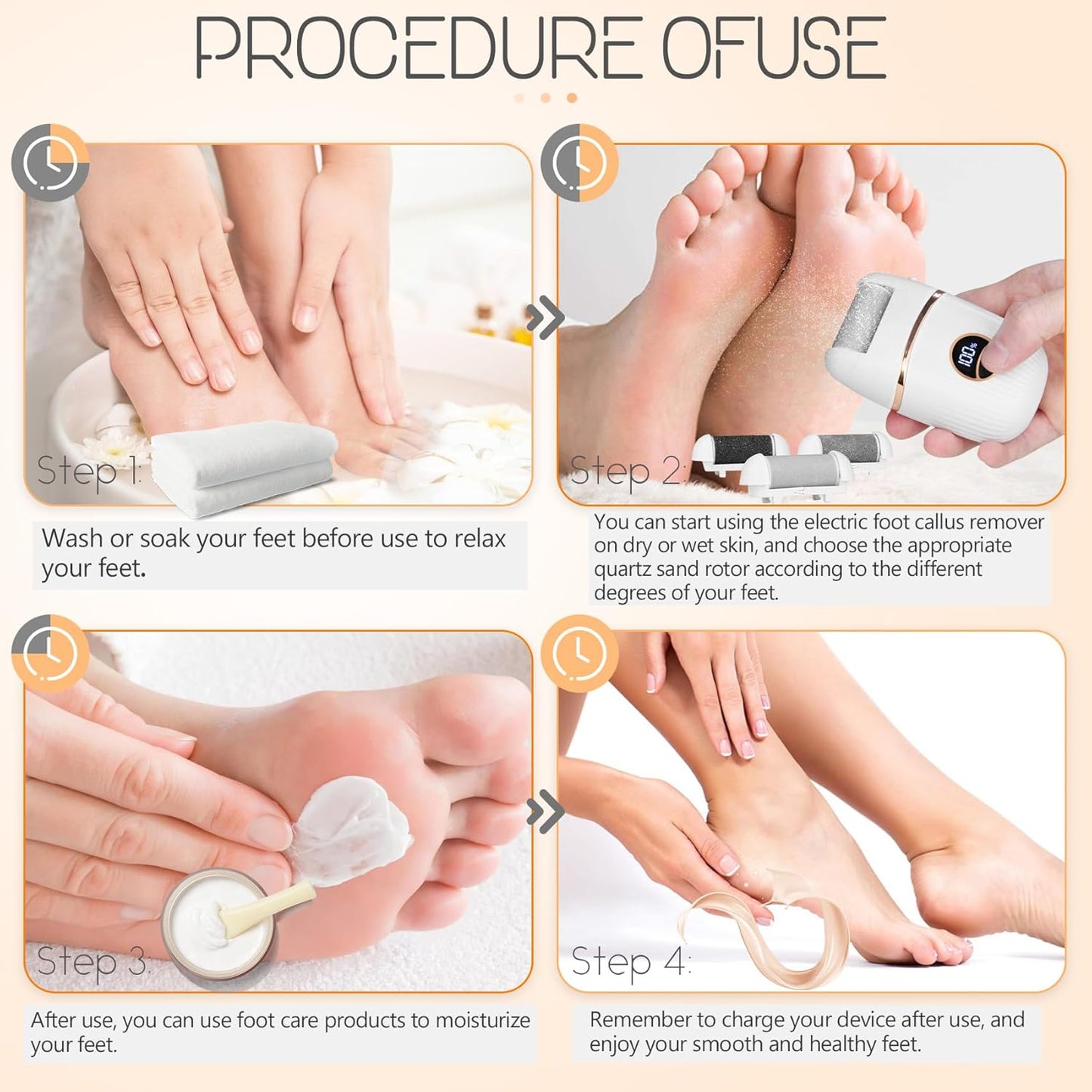 Babyverse Automatic Foot Callus Remover – Rechargeable, Waterproof, 3 Heads