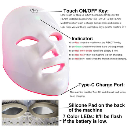 7-Color LED Light Therapy Face Mask