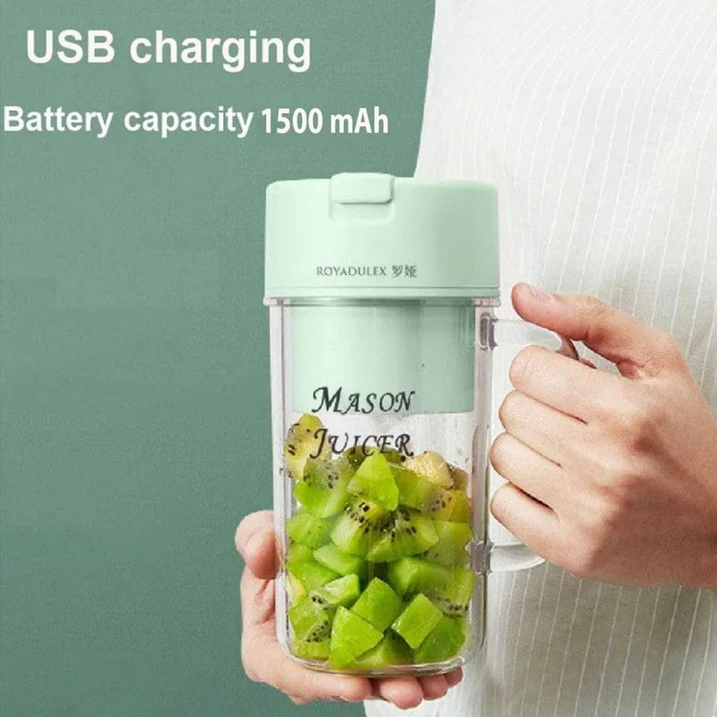 Portable Mini USB Rechargeable Juicer Blender with 6 Rotating Blades