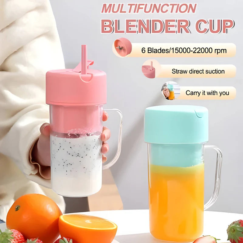 Portable Mini USB Rechargeable Juicer Blender with 6 Rotating Blades