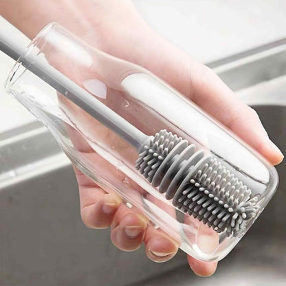 (Pack of 2) Silicone Bottle Multifunctional Cleaning Brush with Long Handler Kitchen Cleaning Tool For Cleaning Bottle Feeder Glass Jars and etc