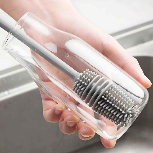 (Pack of 2) Silicone Bottle Multifunctional Cleaning Brush with Long Handler Kitchen Cleaning Tool For Cleaning Bottle Feeder Glass Jars and etc